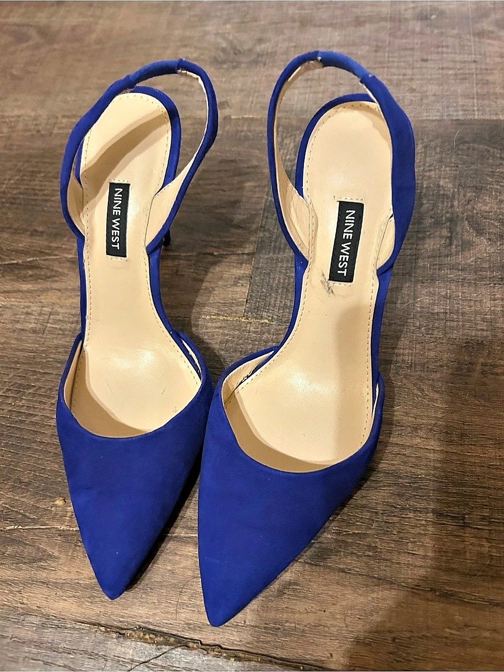 Nine West Pointed-Toe Slingback Heels in Blue